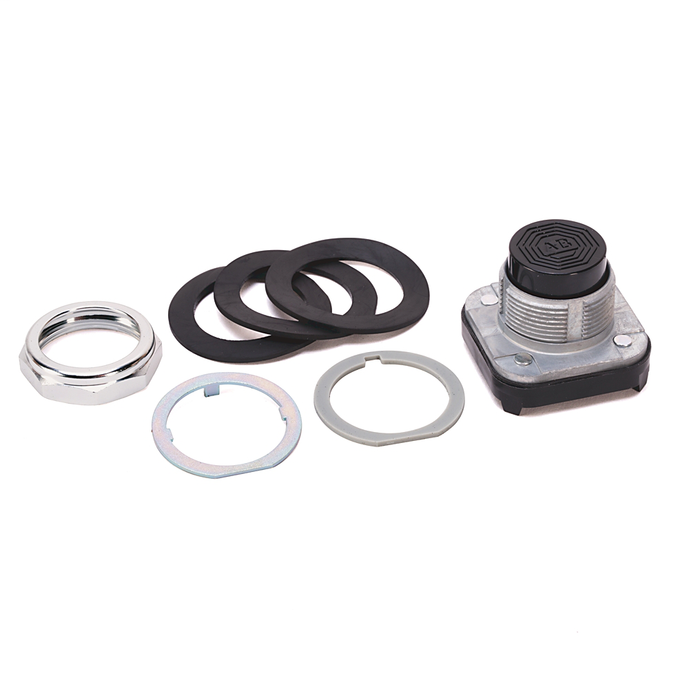 800T-B2H - 30.5mm Type 4/13 Mom. Contact PB, Non-Illum., Black, Extended Hd, 3 NO-3 NC