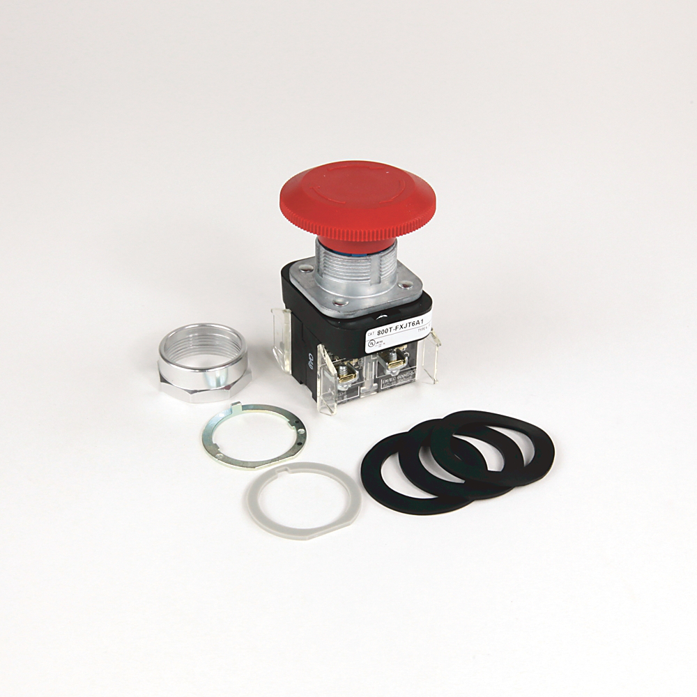 800TC-FXJT6A - 30.5mm Type 4/13 2 Pos. PB-Non-Illum., Jumbo Mushroom Hd (Push-Pull/Twist), Red, 1 NO-1 NC, Finger Safe Guards