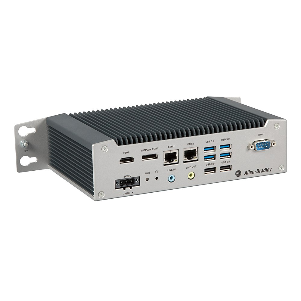 6200T-KB - Cliente ThinManager industrial sin pantalla, con dos pantallas 4K, cuatro núcleos, sin SSD, dos puertos Ethernet, compatible con ThinManager, salida para dos pantallas 4K, 24 VCC