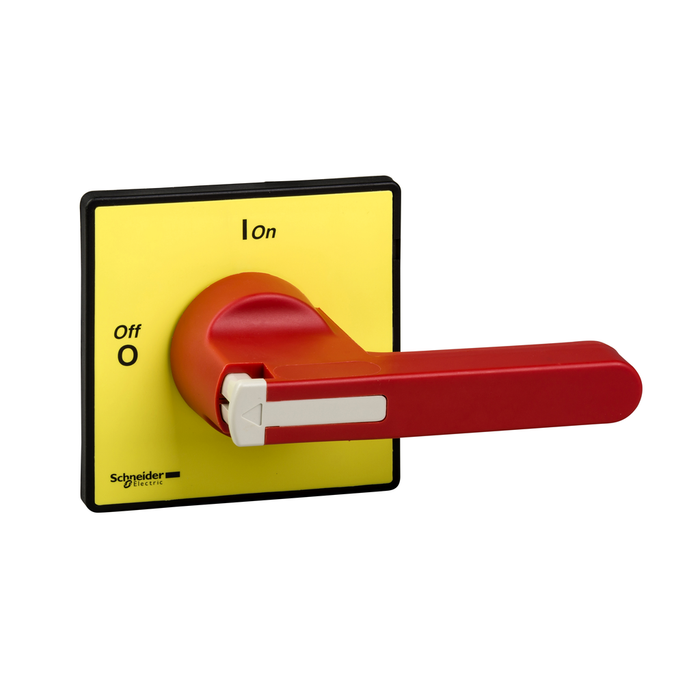 KDF3PZ - Handles and front plates,TeSys Control,red handle,yellow front,without padlocking,4 screws fixing