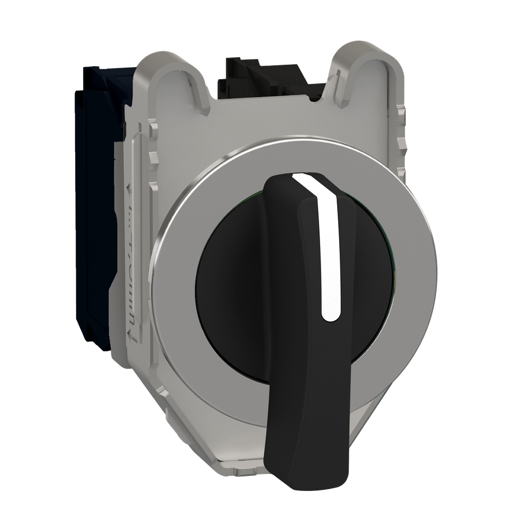 XB4FJ33 - Interruptor selector de empotrar, Harmony XB4, metal, negro, 30 mm, mango largo, 3 posiciones, fijación, 2NO