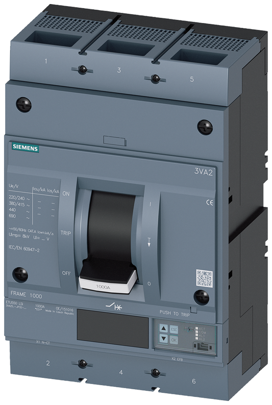 3VA2563-7JP32-0AA0 - BRKR 3VA25 3P 630A 110KA ETU5-LSI TUERCA