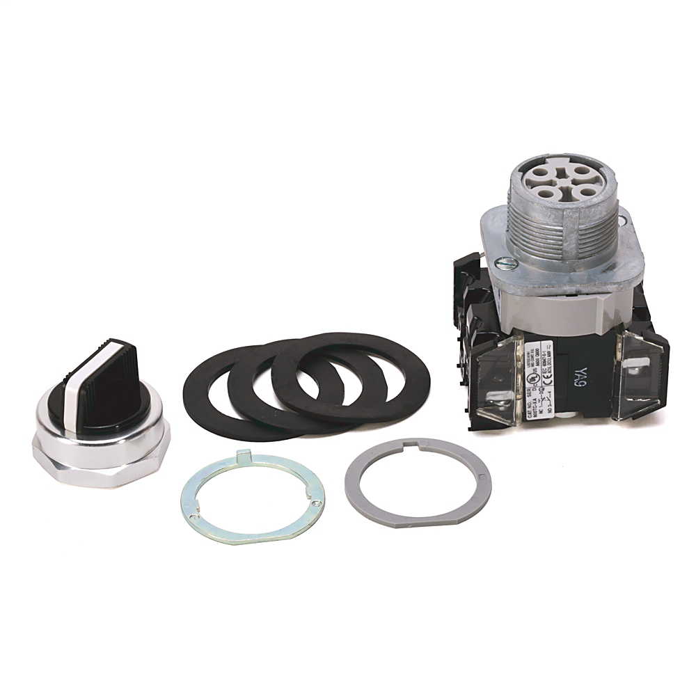 800TC-J91B - 800T 3 Position, Knob/Wing Lever,, White, Std. Knob Spring Rtn fr/ Both, Finger Safe Guards, Cam and Contact Blocks, 3 Position