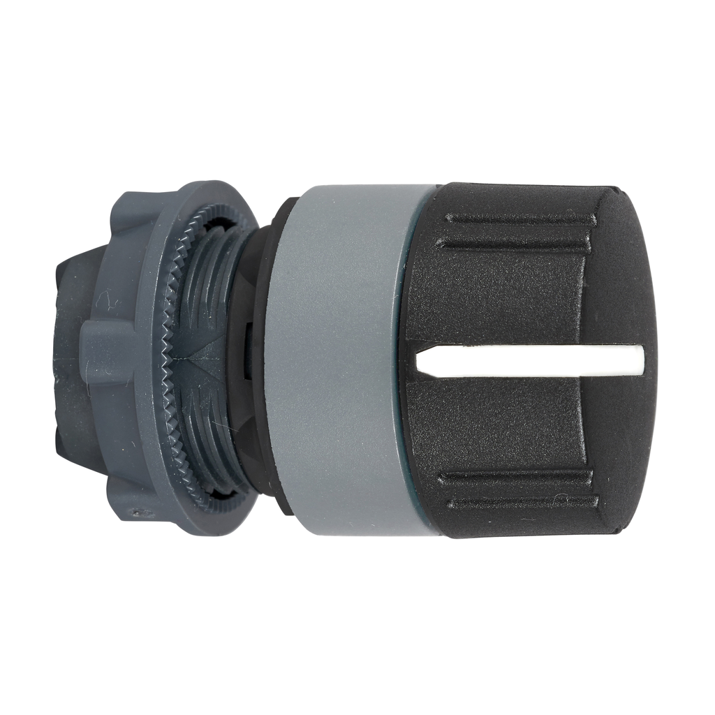 ZB5AD79C0 - Harmony XB5, Selector con cabeza moleteada, plástico, negro, Ø22, 3 posiciones, retorno por resorte de izquierda a centro, bisel gris
