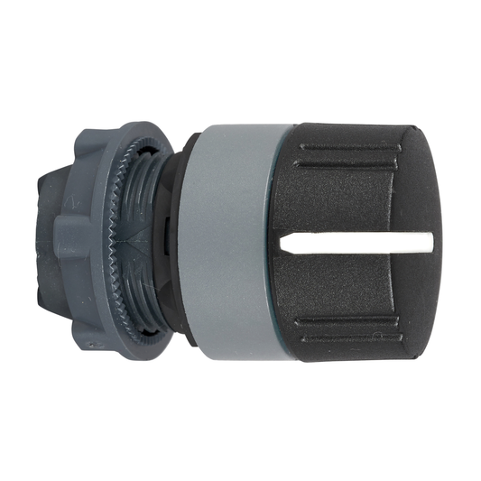 ZB5AD39C0 - Interruptor selector con cabeza moleteada, Harmony XB5, plástico, negro, 22 mm, 3 posiciones, fijación fija, bisel gris