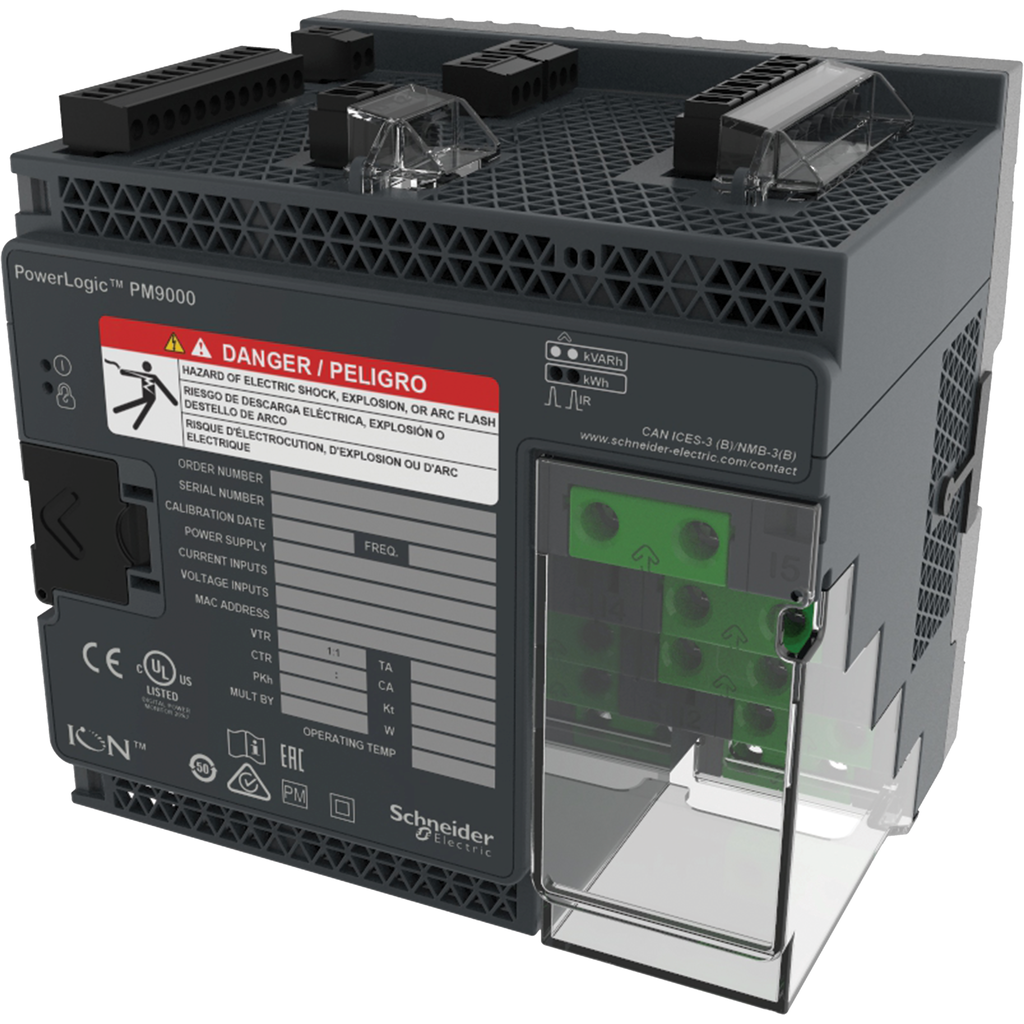 METSEION92130 - PowerLogic™ ION9000 meter, LVDC, DIN mount, no display, HW kit