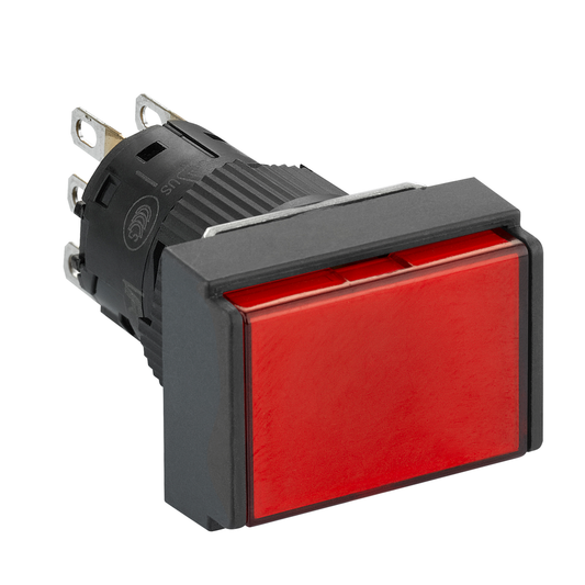 XB6EDW4B1P - Illuminated monolithic push button, Harmony XB6E, rectangle red flush, 16mm, spring return, 24V DC, 1CO