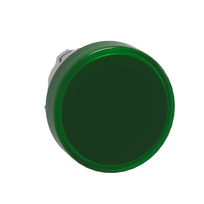 Head for pilot light, Harmony XB4, metal, green, 22mm, universal LED, plain lens (Qty. 300)