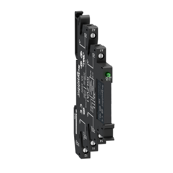 slim interface relay, Harmony Electromechanical Relays, pre assembled, 6A, 1CO, with LED, screw connectors, 12V AC/DC