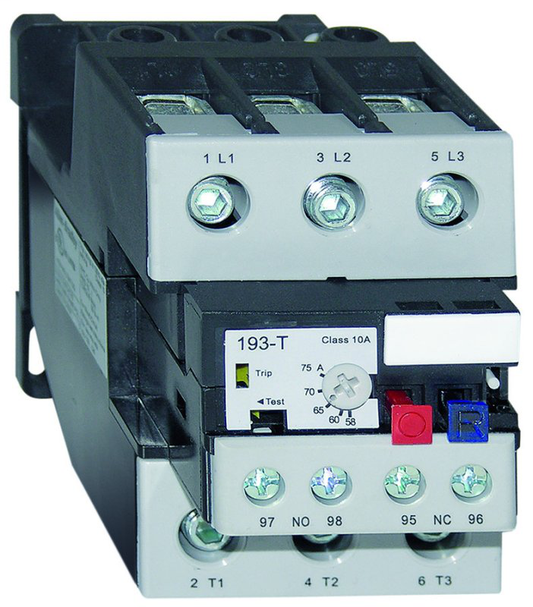 193-T1DC60P - Relé de sobrecarga bimetálico MCS 193-T1, relé de sobrecarga térmica T1, 45,0-60,0 A, Sí
