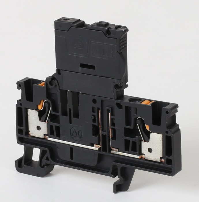 1492-PFB4250 - 1492-P Push-in Terminal Blocks, 4 mm² (AWG 26 - AWG 10), 10 A, Fuse block with LED blown fuse indication (100...250V AC/DC), Single Level, 1 Point On Each Side Per Circuit (Qty. 50)