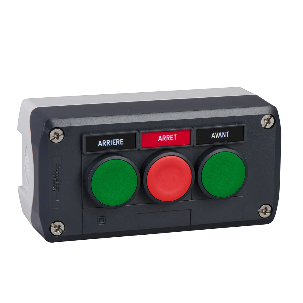XALD311H29H7 - Complete control station, Harmony XALD, dark grey green flush/red flush/green flush pushbuttons Ø22 mm