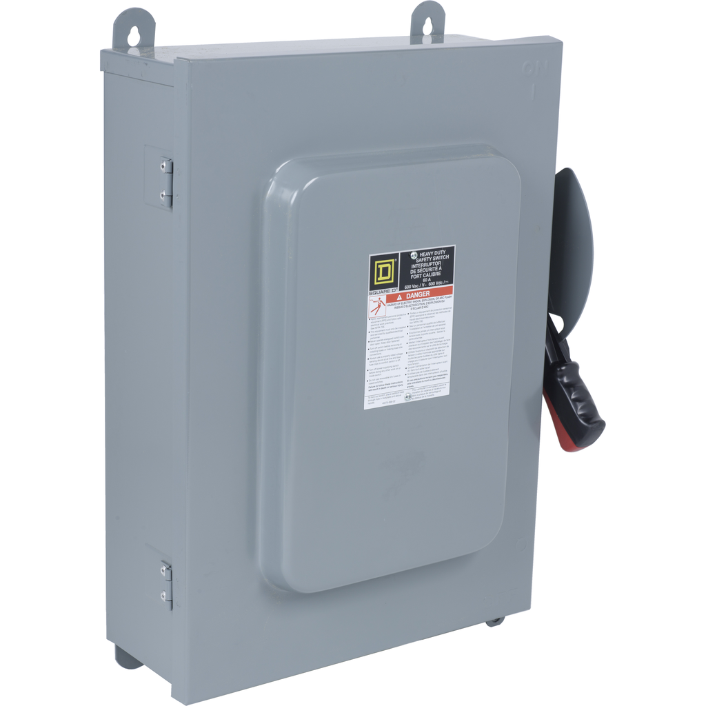 HU462AWK - Interruptor de seguridad, resistente, sin fusibles, 60 A, 4 polos, 60 hp, 600 V CA/CC, NEMA 12