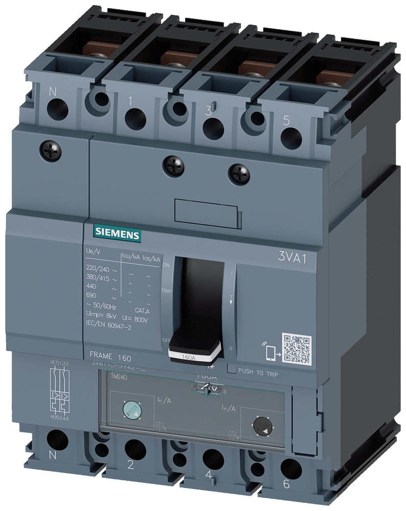 3VA1140-3GF42-0AA0 - BRKR 3VA11 4P 40A 25KA ATAM100NTRL NUT