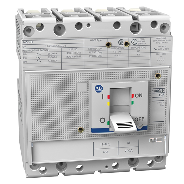 140G-H2C4-C70 - 140G - Molded Case Circuit Breaker, H frame, 25 kA, T/M - Thermal Magnetic, 4 Poles, Rated Current 70 A