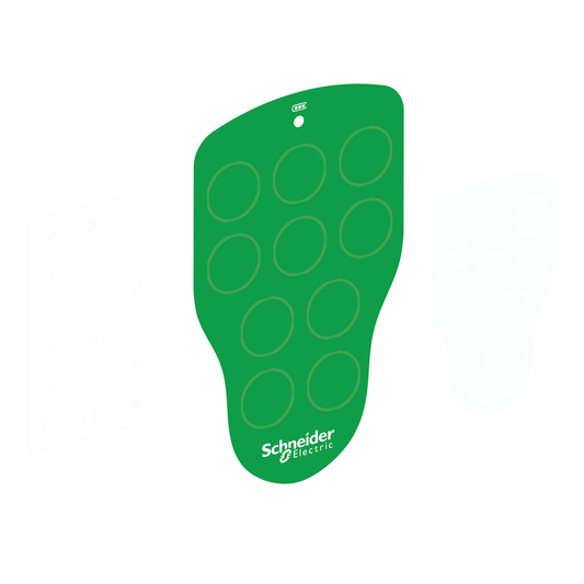 ZARC620 - Etiqueta frontal, mando a distancia de bolsillo Harmony, cubierta con opción de leyenda, accesorio de marcado, poliéster, blanco/verde