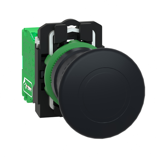 ZB5RTC2 - Wireless and batteryless transmitter,transmitter, Harmony XB5R, mushroom head 40mm, plastic, black, 22mm, spring return