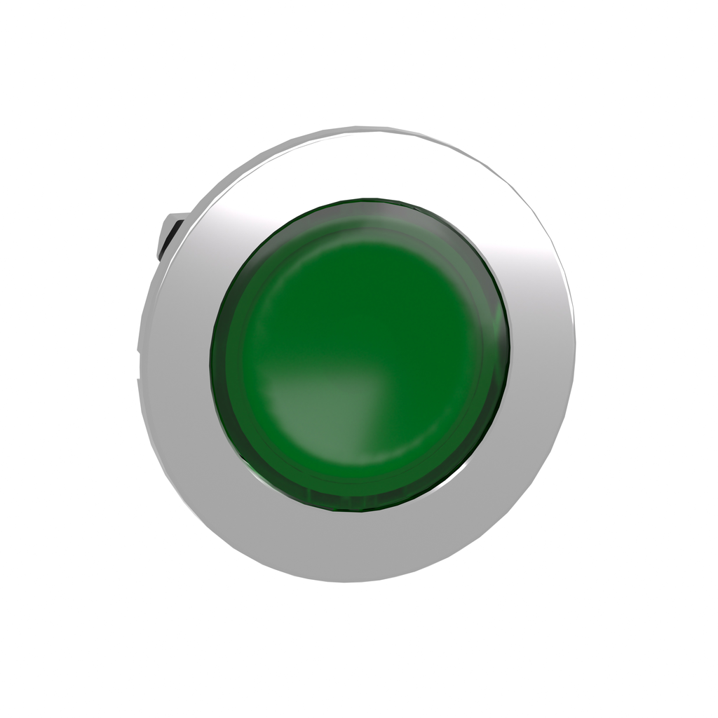ZB4FV033 - Head for pilot light, Harmony XB4, flush mounted, green, 30mm, with plain lens, universal LED