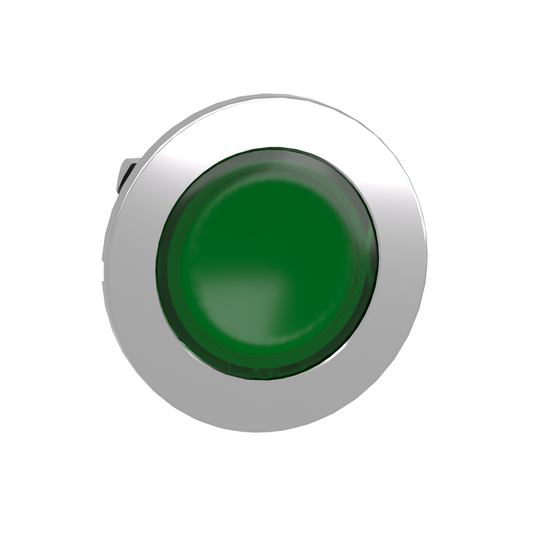 ZB4FV033 - Head for pilot light, Harmony XB4, flush mounted, green, 30mm, with plain lens, universal LED
