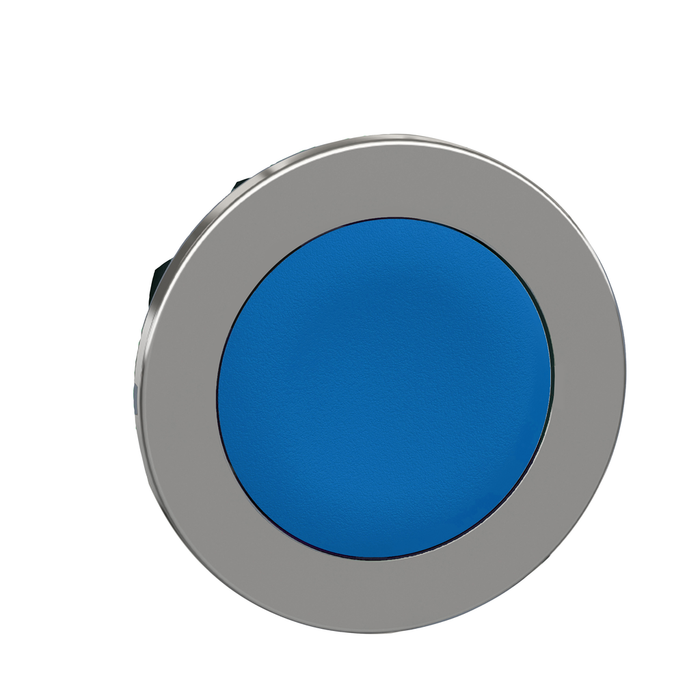 ZB4FA6 - Flush mounted push button head, Harmony XB4, metal, blue, 30mm, spring return, unmarked