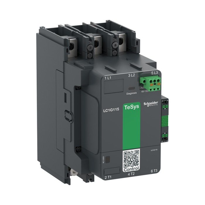 LC1G115EHEN - Contactor, high power, TeSys Giga, standard version, 3 pole/NO, AC-3 <=440V 115A, 48-130VAC/DC coil