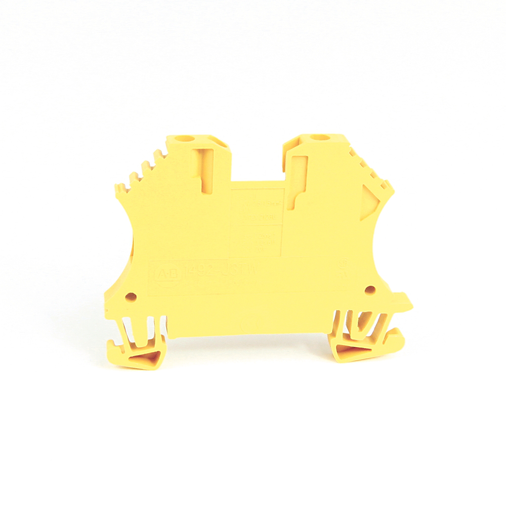 1492-J3TW-Y - Bloque de terminales IEC 1492-J, bloque de paso de un circuito, 2,5 mm (# 24 AWG - # 12 AWG), 3 puntos de conexión, 2 en un lado, amarillo
