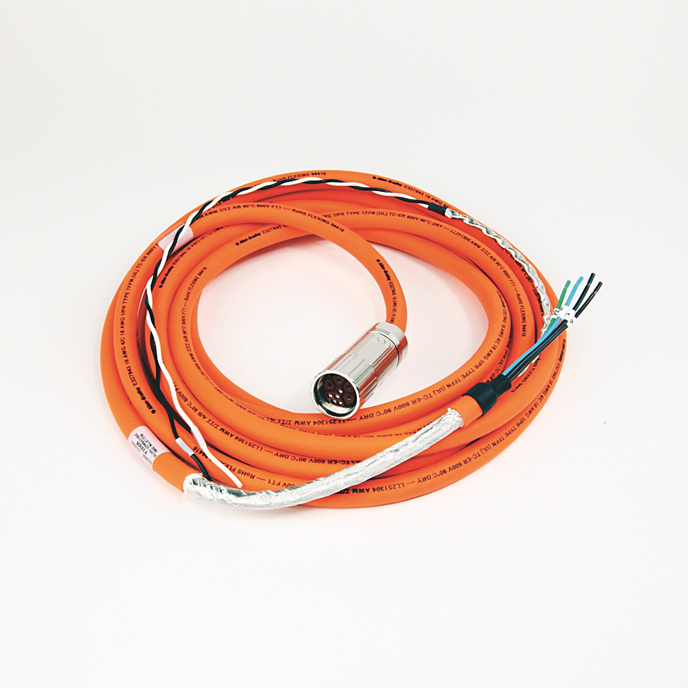 2090-CPBM4DF-16AF05 - Cable,PW&BK,Motor Type 4 DIN Connector,Flying Lead,16AWG,Flex,5M