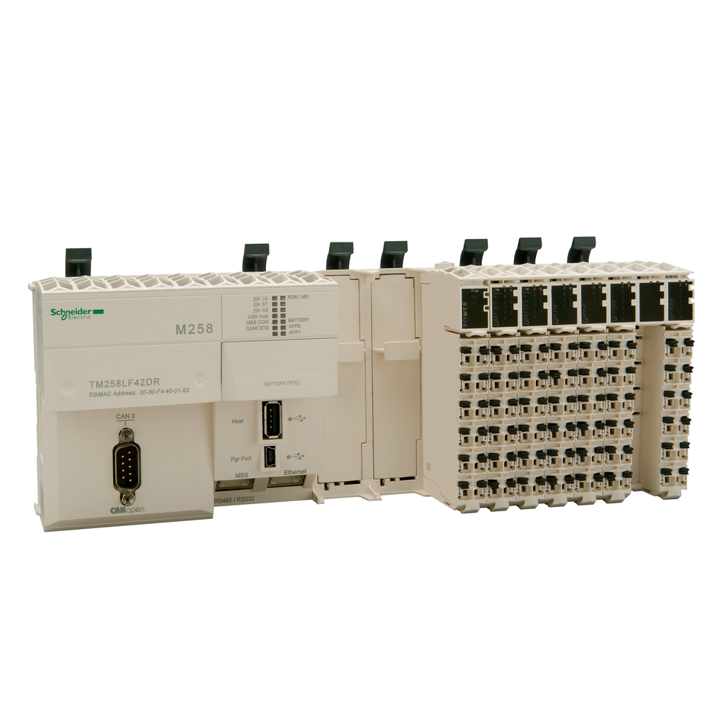 TM258LF42DR - logic controller, Modicon M258, compact base, 42 IO, 24V DC, relay, CANopen
