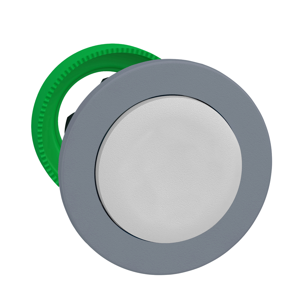 Harmony XB5, pulsador empotrado, plástico, saliente, blanco, Ø30, pulsador-pulsador, bisel gris