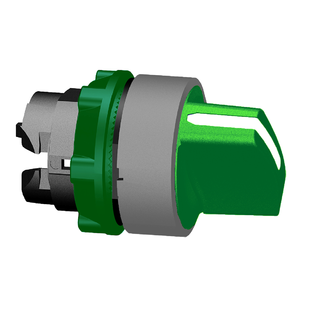 ZB5AD203C0 - Cabezal de interruptor selector, Harmony XB5, plástico, verde, 22 mm, 2 posiciones, fijación fija, bisel gris