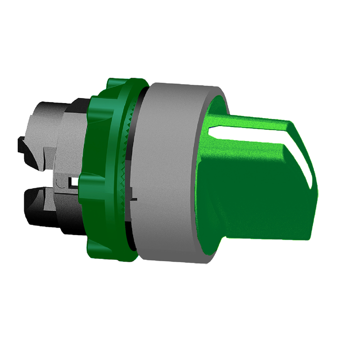 ZB5AD203C0 - Selector switch head, Harmony XB5, plastic, green, 22mm, 2 positions, stay put, grey bezel