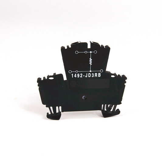 1492-JD3RB103 - Bloque de terminales IEC 1492-J, bloque de paso de dos circuitos, 2,5 mm (# 24 AWG - # 12 AWG), bloque de dos niveles con un valor de resistencia seleccionable entre los 2 niveles, gris (estándar), resistencia de 10 kOhm