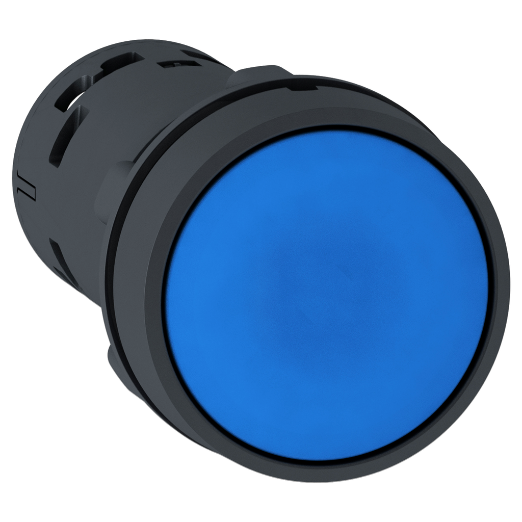 XB7NA65 - Pulsador monolítico, Harmony XB7, plástico, azul, 22 mm, retorno por resorte, sin marcar, 1 NO + 1 NC