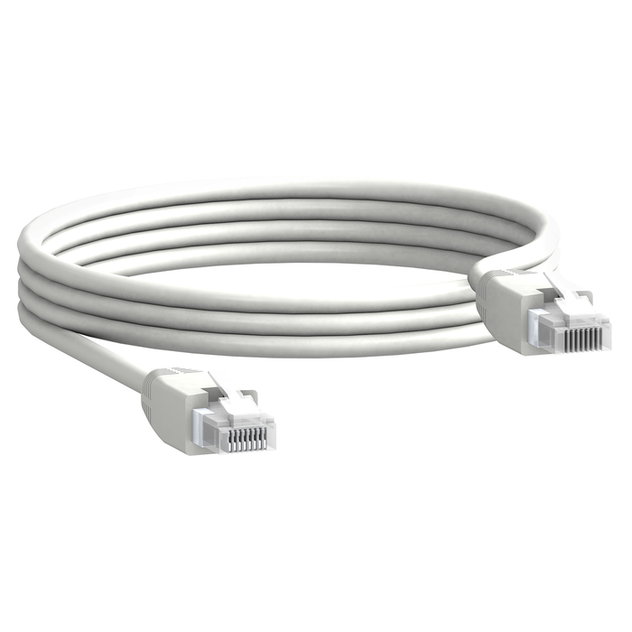 TRV00810 - Communication cable, ComPacT, MasterPact, 2 x RJ45 male connectors, 1m length, set of 5 parts