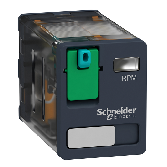 RPM21JD - plug-in relay, Harmony electromechanical relays, 15A, 2CO, lockable test button, 12V DC