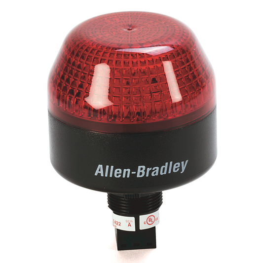 855PS-B30LE422 - Estroboscópico para montaje en panel 855PS, carcasa negra, 12...24 V CA/CC, 65 mm, lente roja, orificio de montaje de 22,5 mm