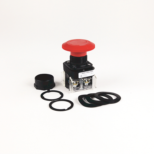 800H-FRXJT6D2Y - Interruptor apilable sellado de 30,5 mm, tipo 4/4X/13, 2 posiciones, sin iluminación, de cabeza jumbo, con giro a relé, rojo, 1 NC