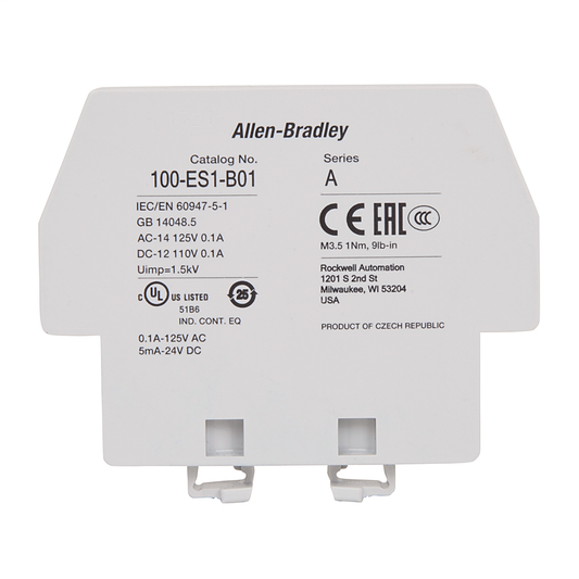 100-ES2-11 - Auxiliary Contact Block, Side Mounting, 1 N.O. 1 N.C.