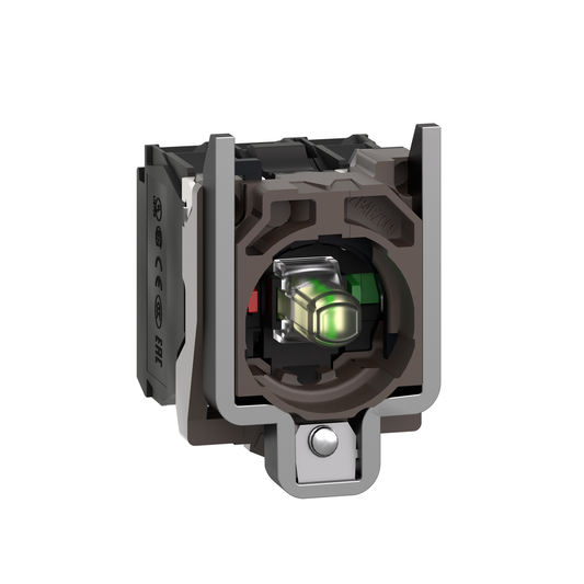 ZB4BW0B15 - Conjunto completo de cuerpo/contacto y bloque de luces, Harmony XB4, metal, LED universal, cuerpo/collar de fijación, 1NO + 1NC, 24 V CA CC