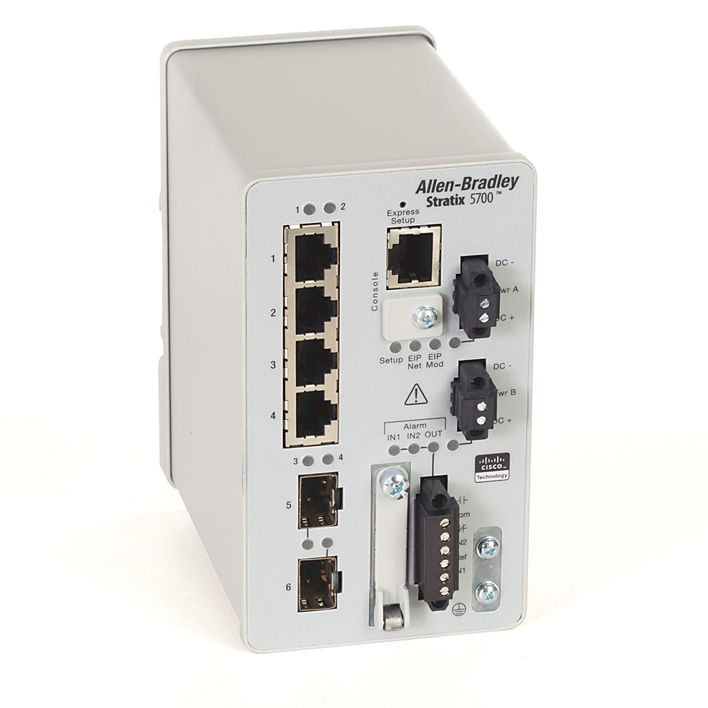 1783-BMS06SA - Stratix 5700 Switch, Managed, 4 Fast Ethernet Copper Ports, 2 Fast Ethernet Fiber SFP Slots, Full Software