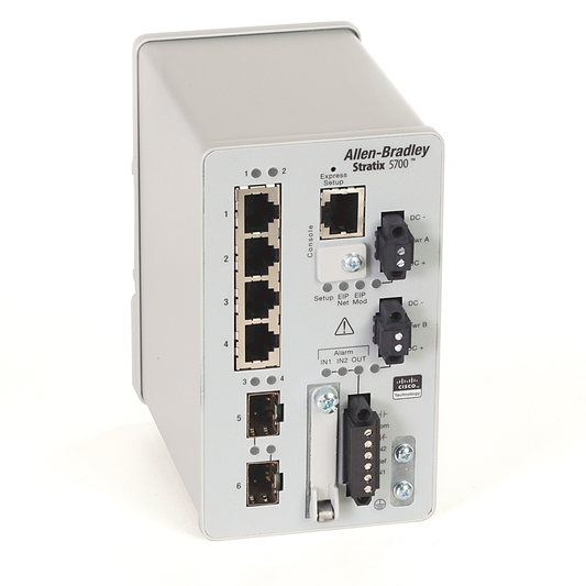 1783-BMS06SA - Stratix 5700 Switch, Managed, 4 Fast Ethernet Copper Ports, 2 Fast Ethernet Fiber SFP Slots, Full Software