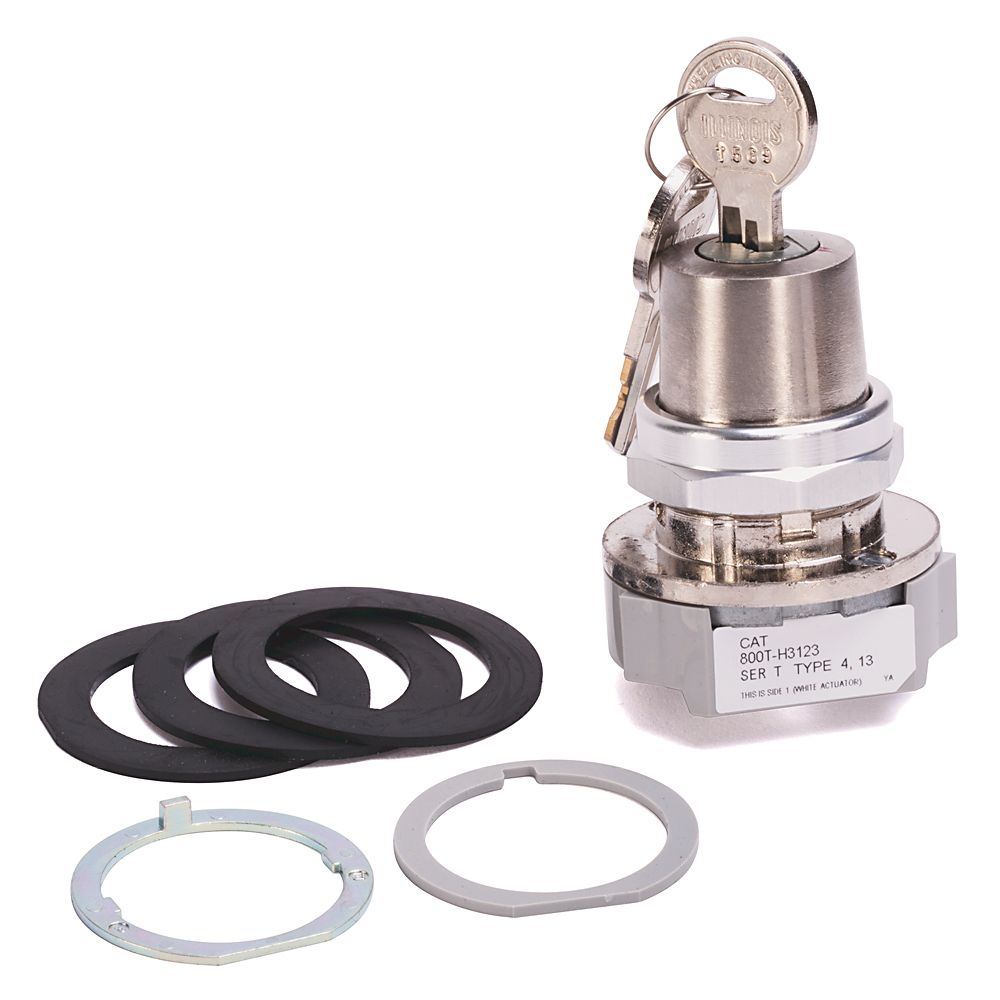 800T-H3120A - 30.5mm Type 4/13 2 Pos. Cylinder Lock Sel. Switch, Maint., Lock-Left, Std. Key, T171 Key, 1 NO-1 NC