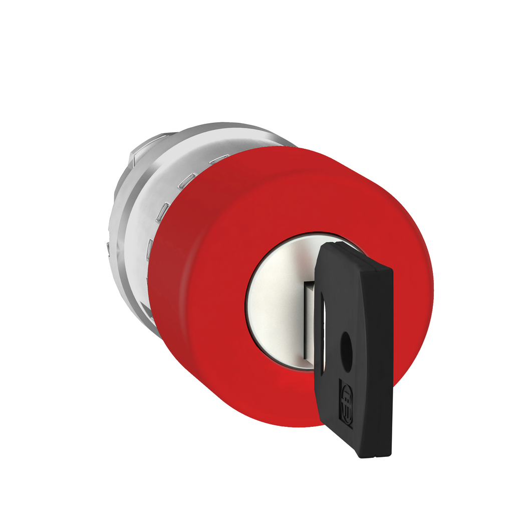 ZB4BS934 - Cabezal de parada de emergencia, Harmony XB4, apagado, metal, hongo rojo 30 mm, 22 mm, gatillo con enclavamiento y liberación con llave