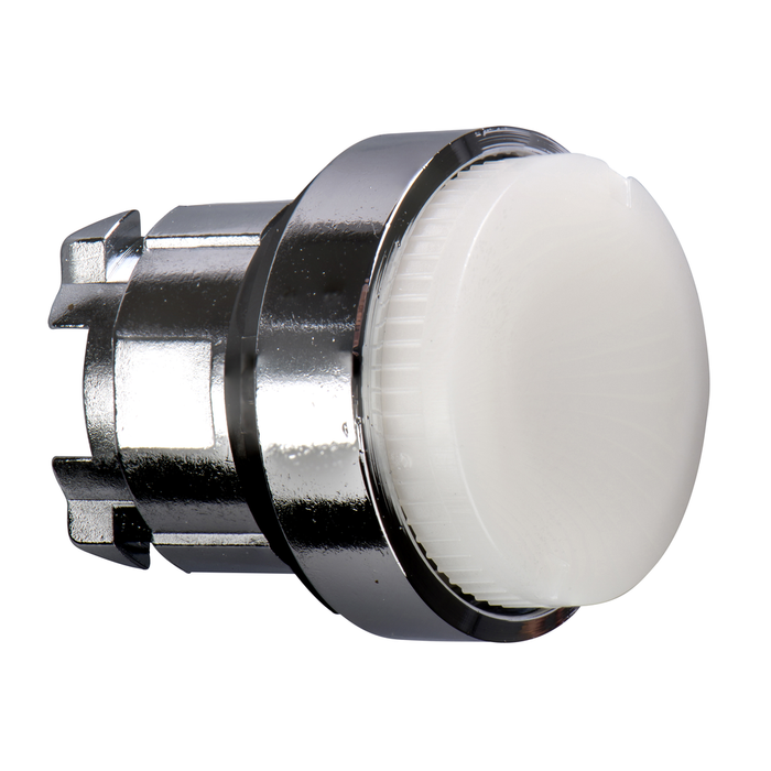 ZB4BW11 - Head for illuminated push button, Harmony XB4, metal, white projecting, 22mm, spring return, BA9s bulb, unmarked