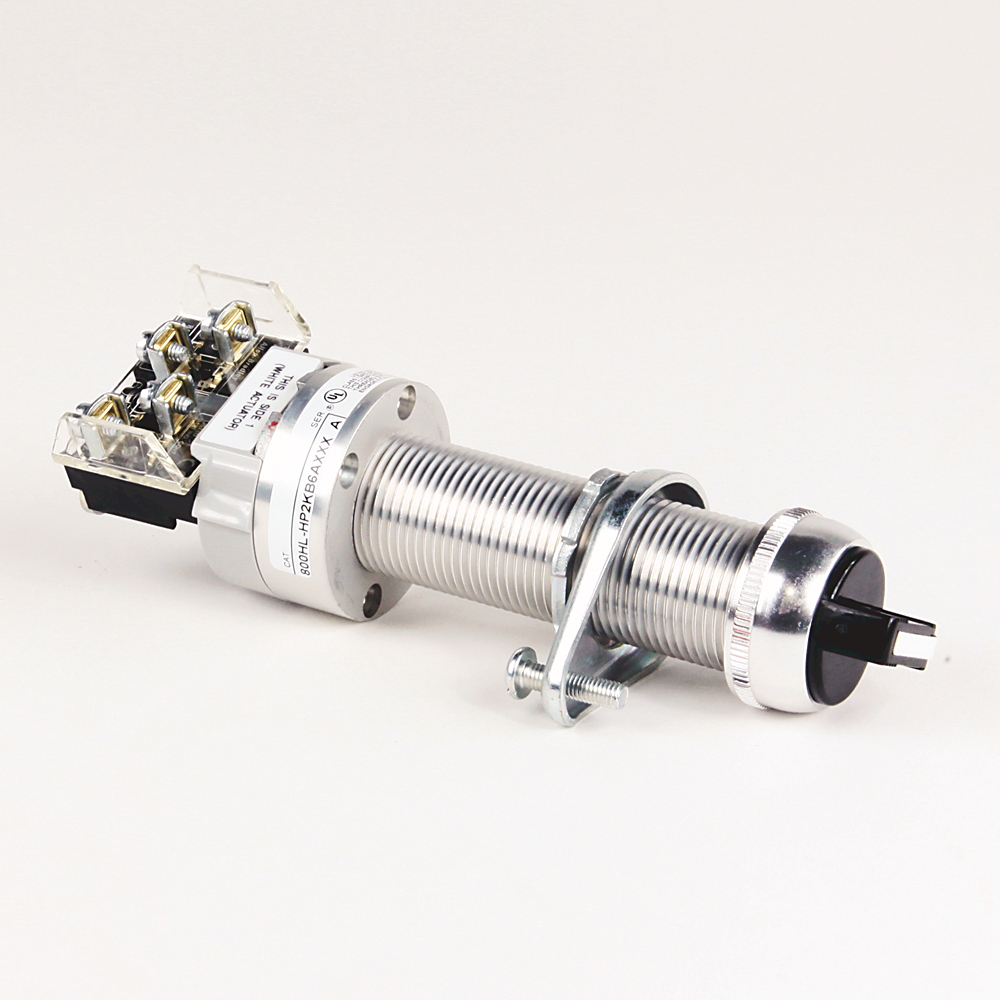 800HL-HP2KB6AAXX - Hazardous Location Type 7&9 2 Pos. Sel. Switch-Non-Illum., Long Barrel, White (Knob) / Gray (Metal Wing), Std. Knob Maint., 1 NO-1 NC & 1 NO-1 NC
