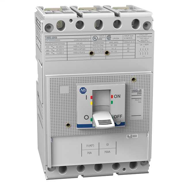 140G-J3C3-C50 - 140G - Molded Case Circuit Breaker, J frame, 35 kA, T/M - Thermal Magnetic, 3 Poles, Rated Current 50 A