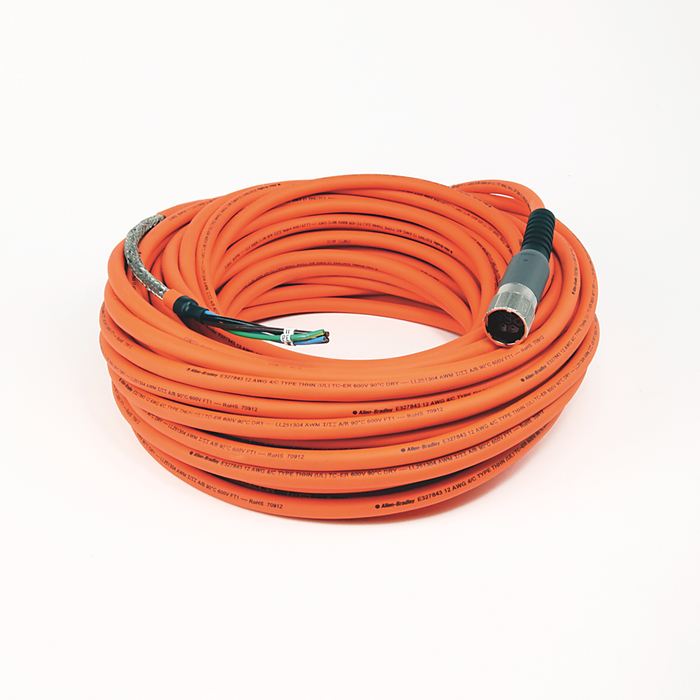 2090-CPWM7DF-12AA30 - SpeedTEC Cable, Motor Power Only, SpeedTec DIN Connector, Drive-end, Flying-lead, 12 AWG, Standard (Non-Flex), 30 Meters