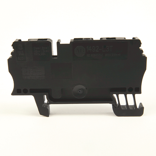 1492-L3T-BL - Spring Clamp Terminal Block,One-Circuit Feed-Through Block,2.5mm² (# 30 AWG - # 12 AWG),2 Connection points on one side,Black