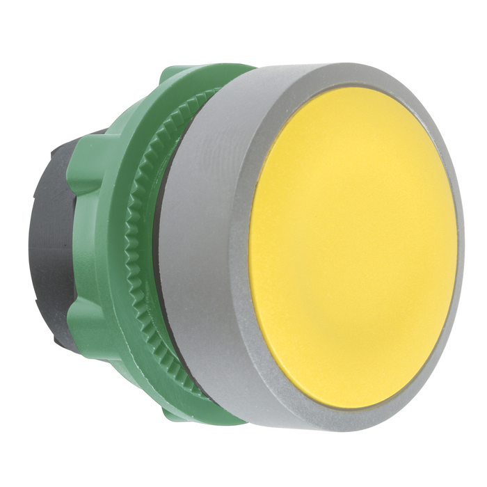 ZB5AH05C0 - Harmony XB5, Push button head, plastic, flush, yellow, Ø22, push-push, unmarked, grey bezel