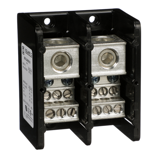 9080LBA263106 - Bloque de distribución de energía, Linergy, 2 polos, 1 línea, 6 cargas, 335 A CU, 270 A AL, 600 V